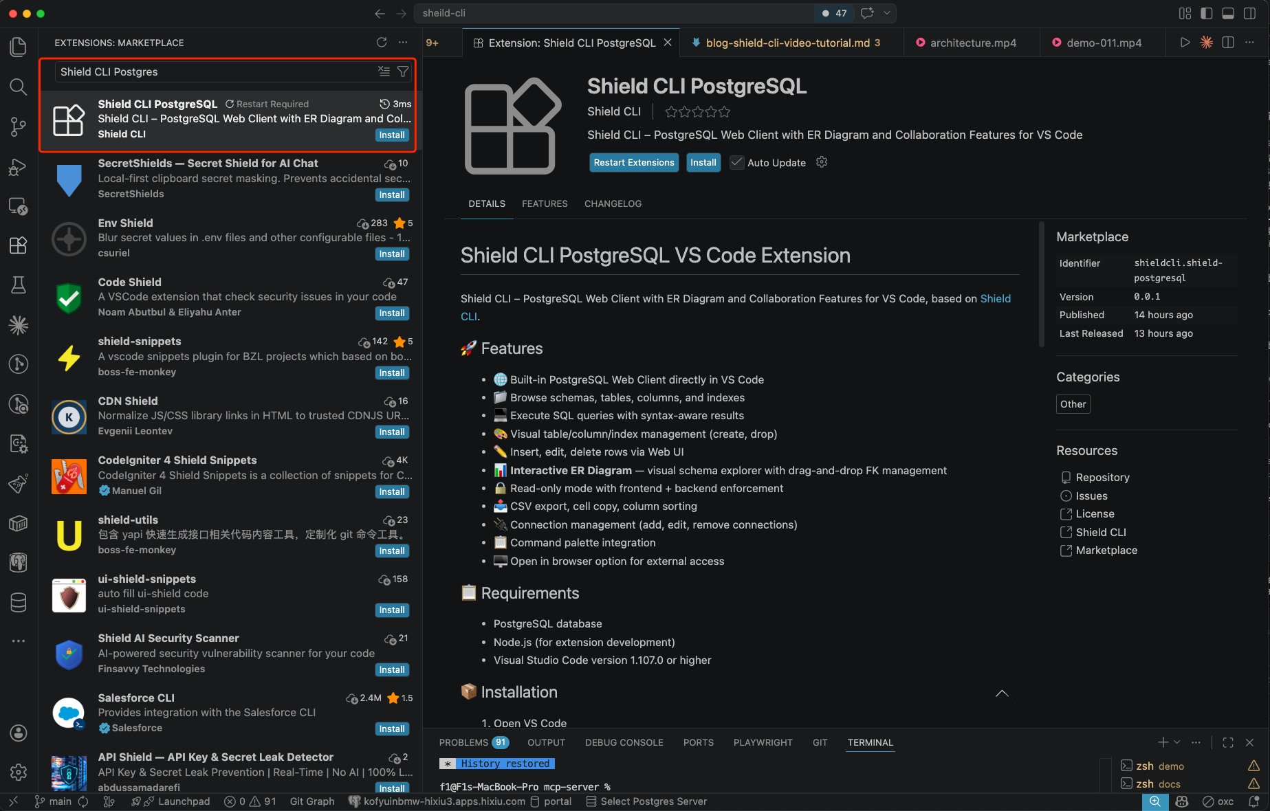 VS Code 扩展市场搜索结果